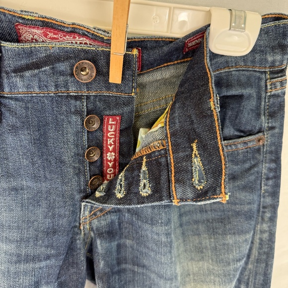 Lucky Brand Legend Sienna Tomboy Crop Sz 2/26 Red Fabric Cuffs - Picture 6 of 13